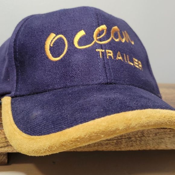Strapback Trucker Hat Ocean Trailer Western Concepts Cotton Suede Retro Ball Cap - Picture 2 of 7